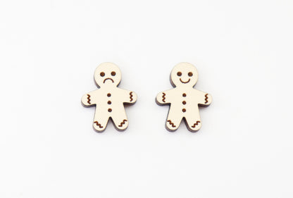 Gingerbread men earring blanks, Gingerbread studs