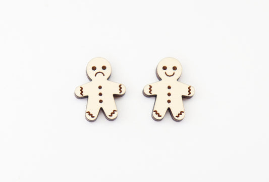 Gingerbread men earring blanks, Gingerbread studs