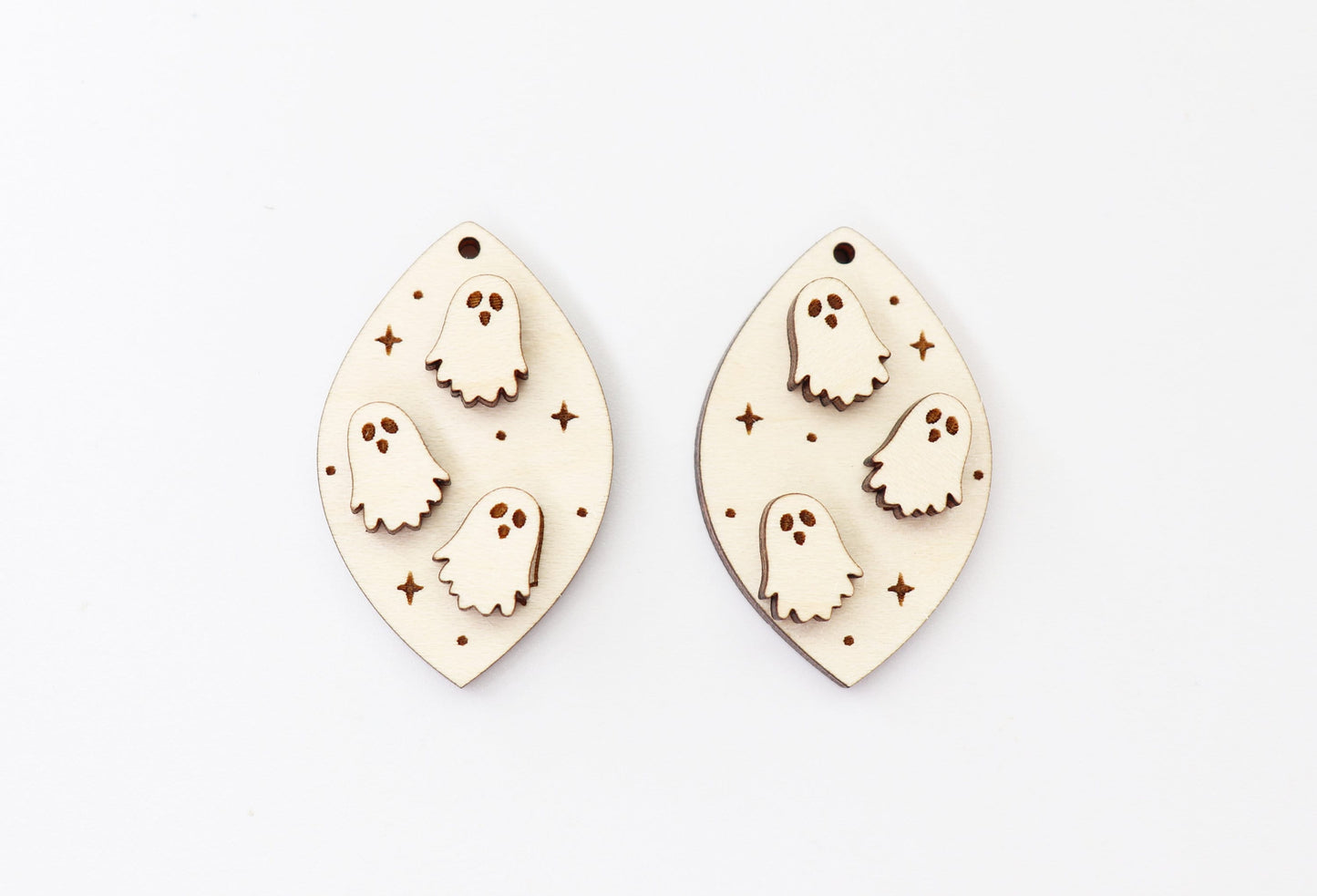 Ghost earring blanks, earring blanks, wood cutouts