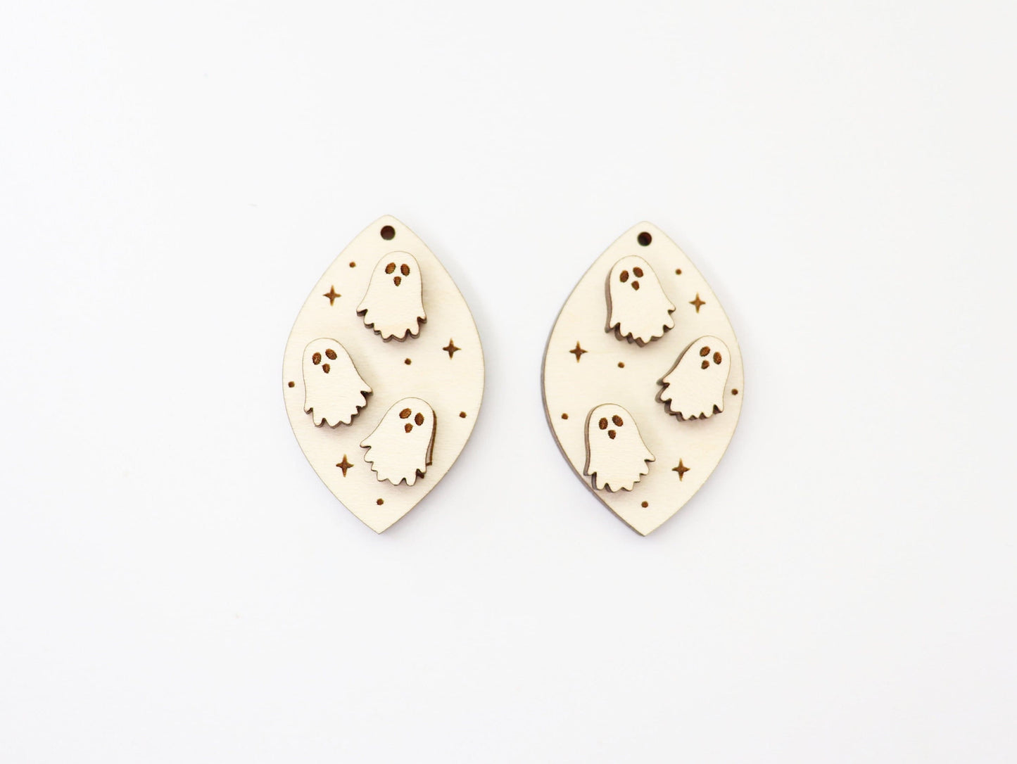 Ghost earring blanks, earring blanks, wood cutouts