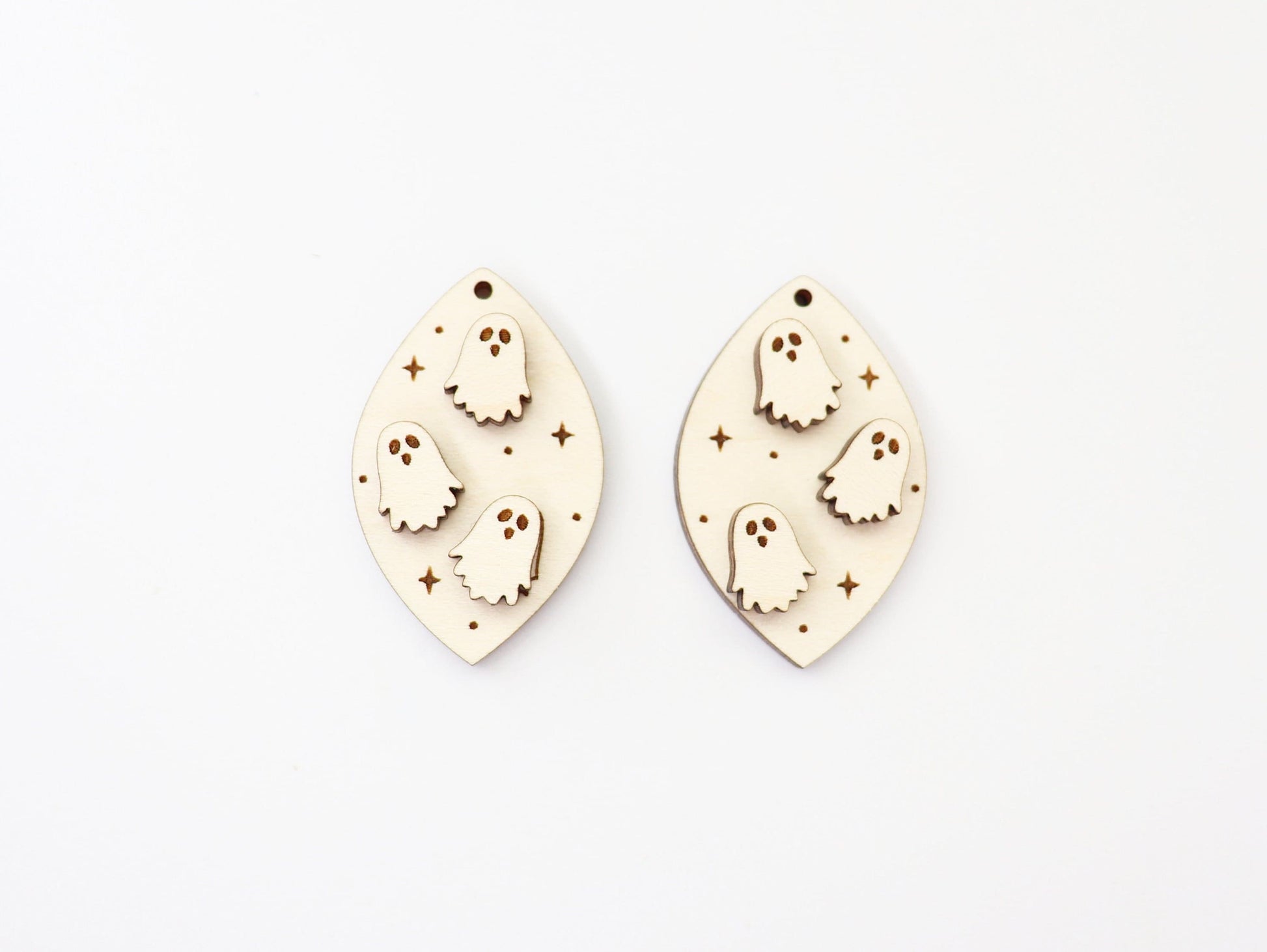 Ghost earring blanks, earring blanks, wood cutouts