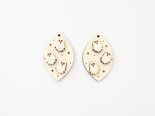 Ghost earring blanks, earring blanks, wood cutouts