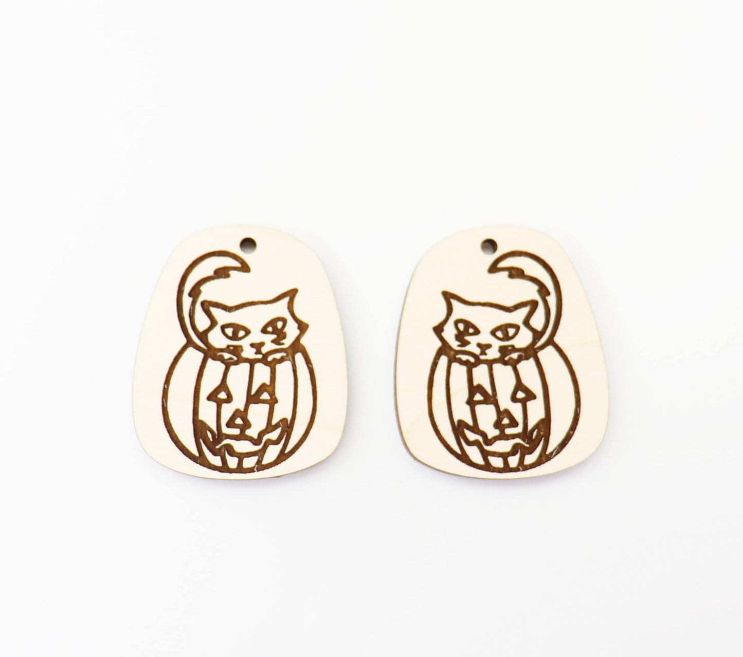 Cat in a Pumpkin earring blanks, wood blanks