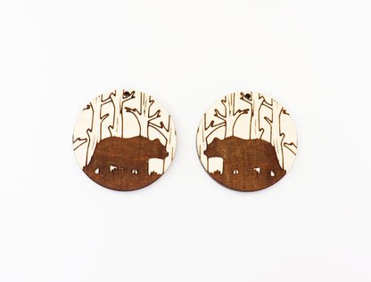 Bear earring blanks, earring blanks, wood cutouts