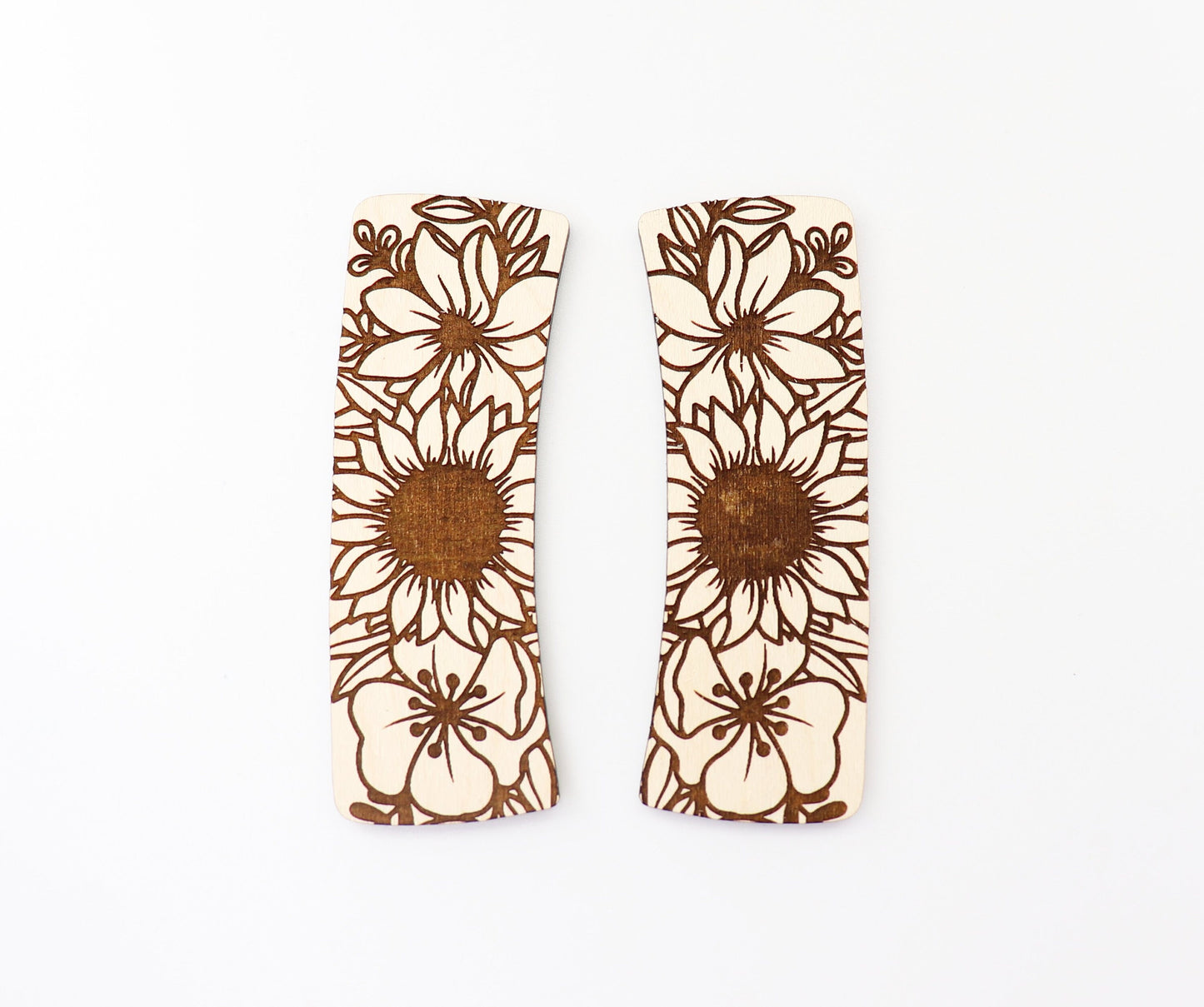 Floral Hair clip blanks, wood blanks, laser cut blanks