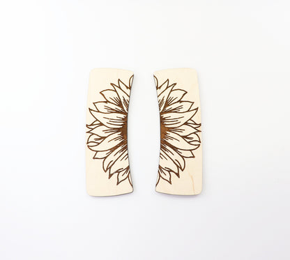 Sunflower Hair clip blanks, wood blanks, laser cut blanks