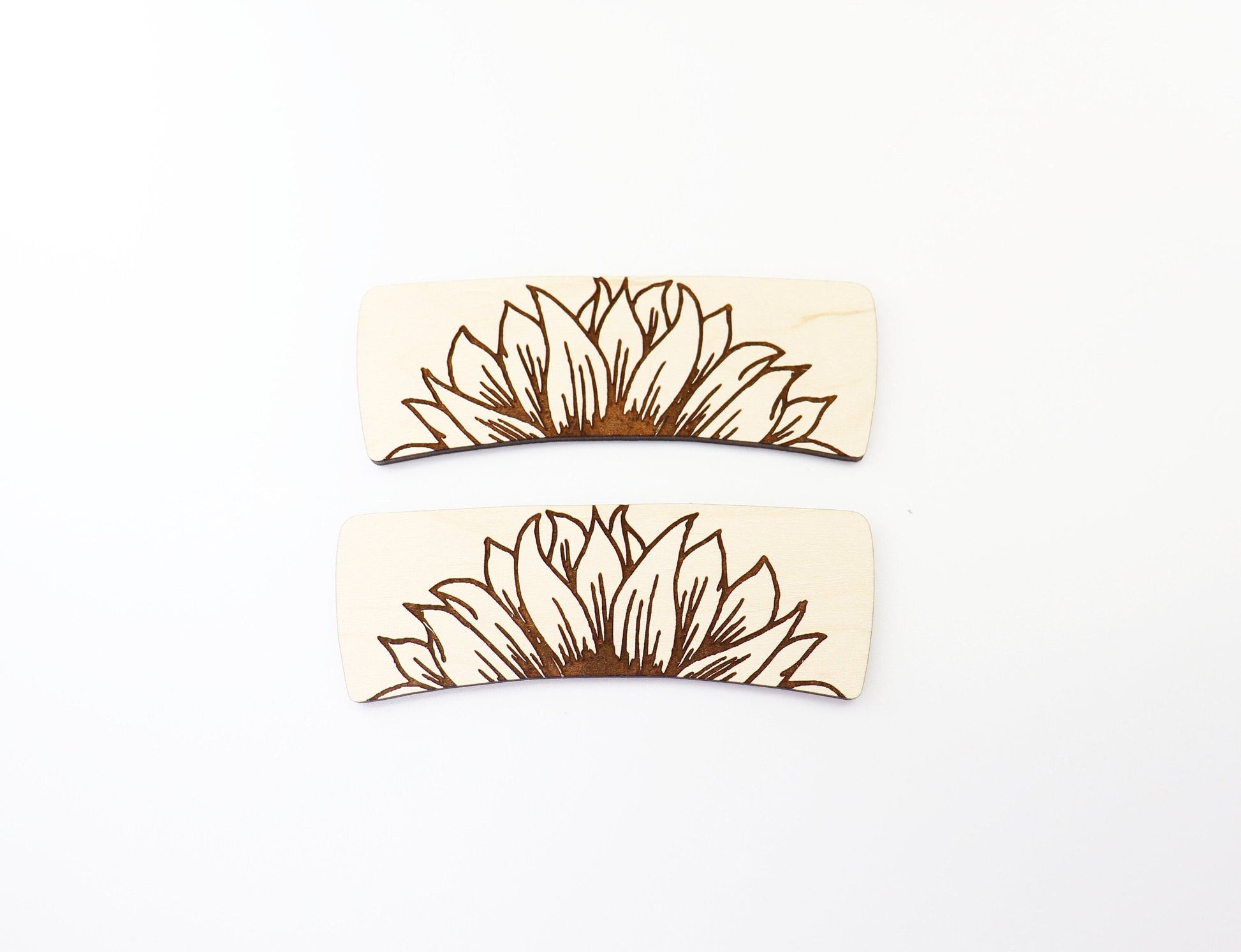 Sunflower Hair clip blanks, wood blanks, laser cut blanks