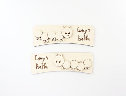 Caterpillar hair clip blanks, wood blanks, laser cut blanks