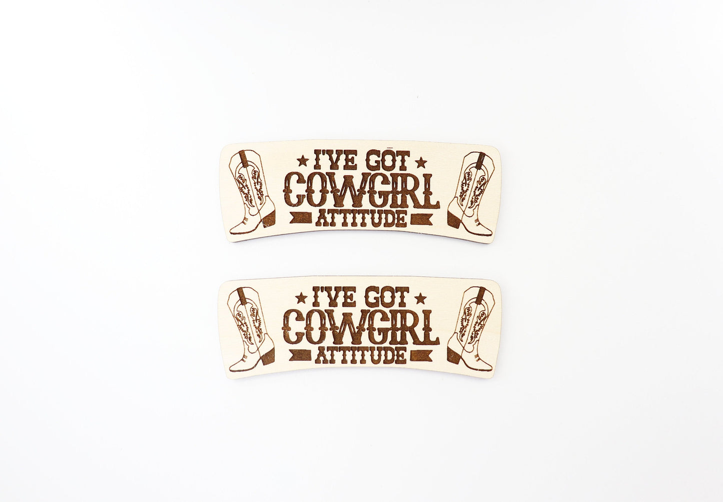 Cowgirl hair clip blanks, wood blanks, laser cut blanks