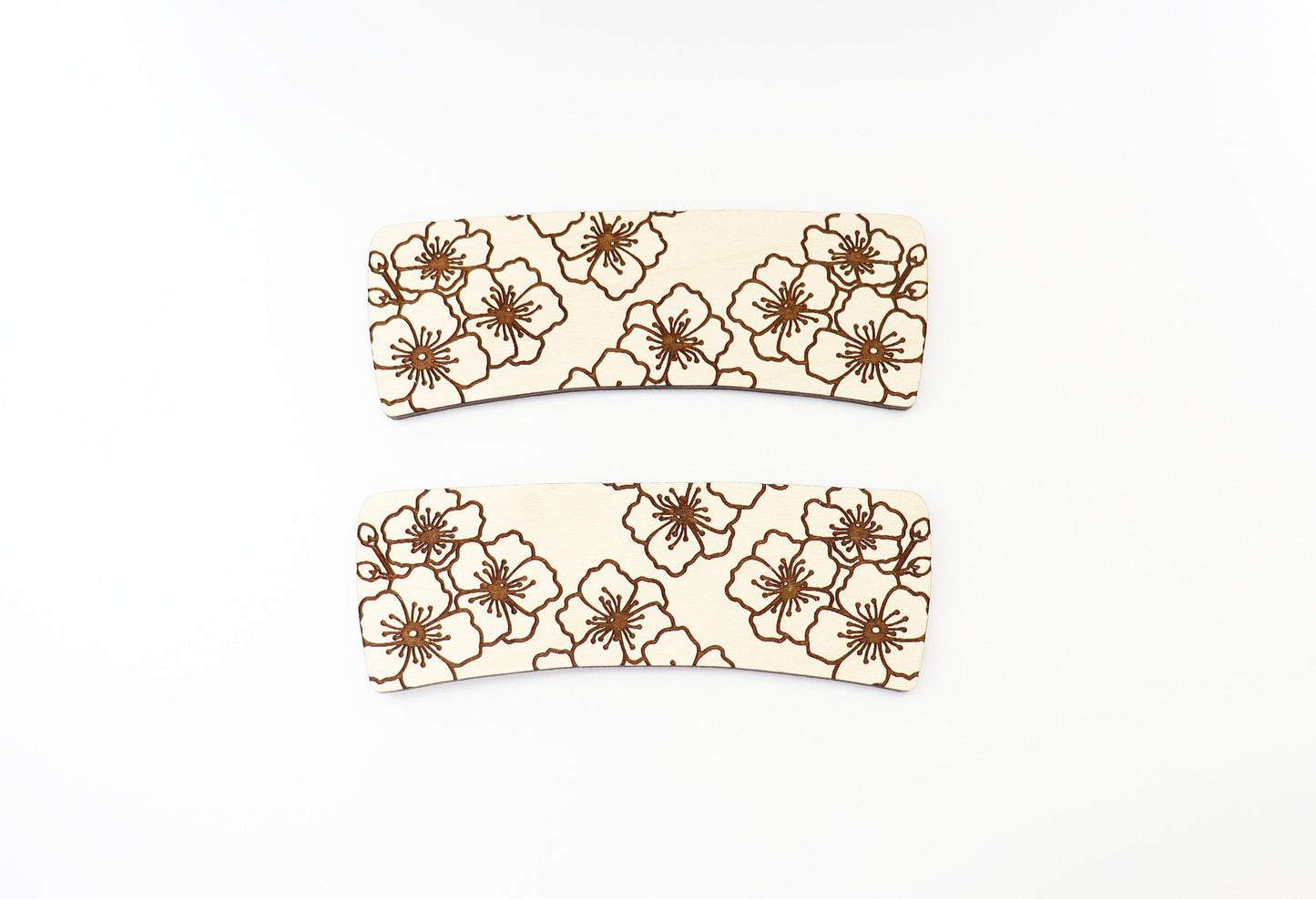 Cherry blossom Hair clip blanks, wood blanks, laser cut blanks