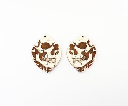 Skull earrings, earring blanks, sold per set