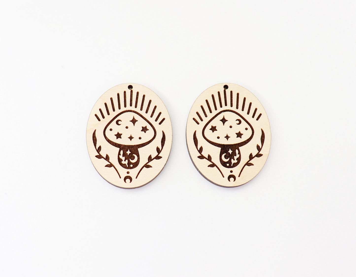 Mushroom earrings, wood earring blanks