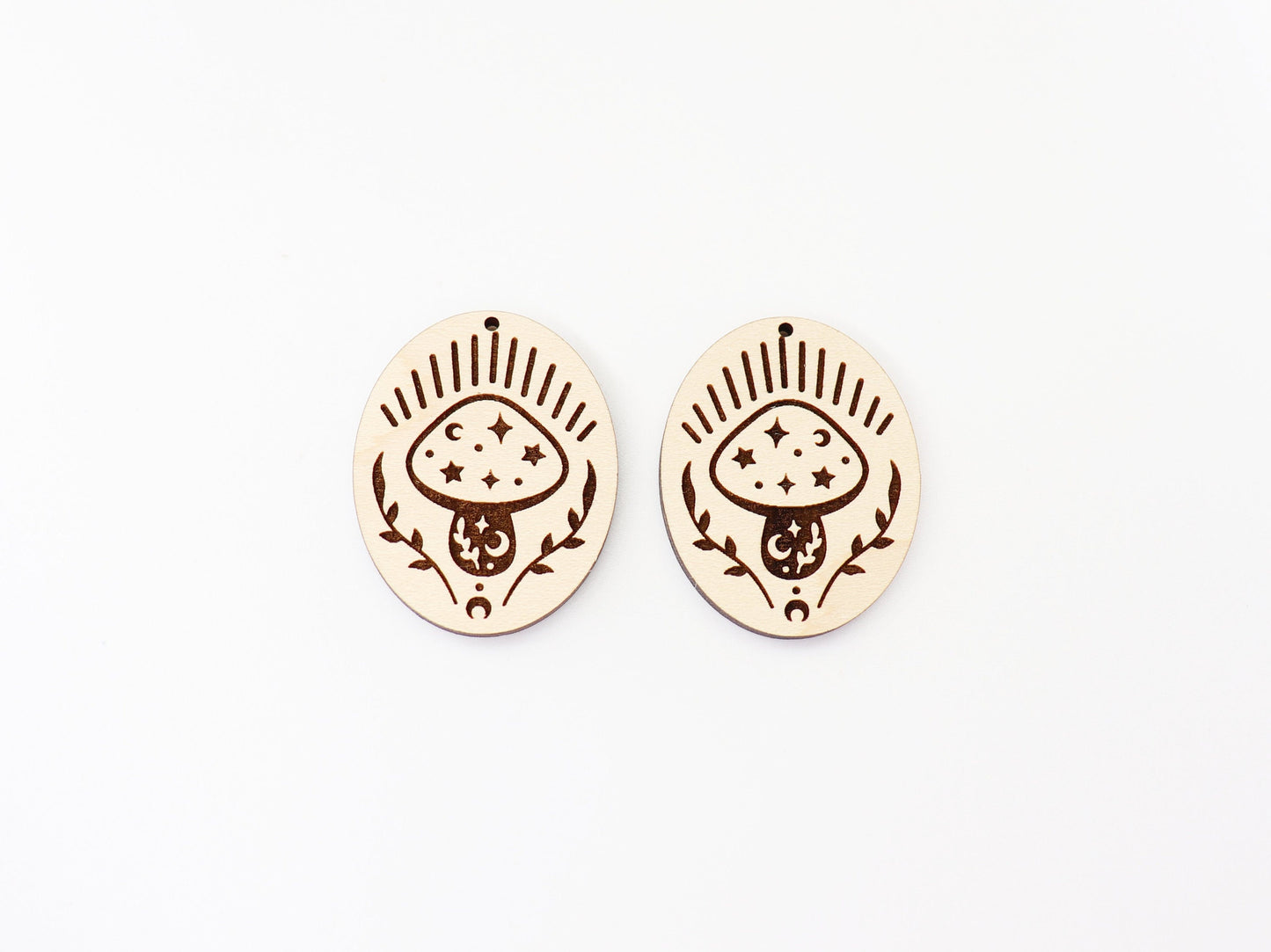 Mushroom earrings, wood earring blanks