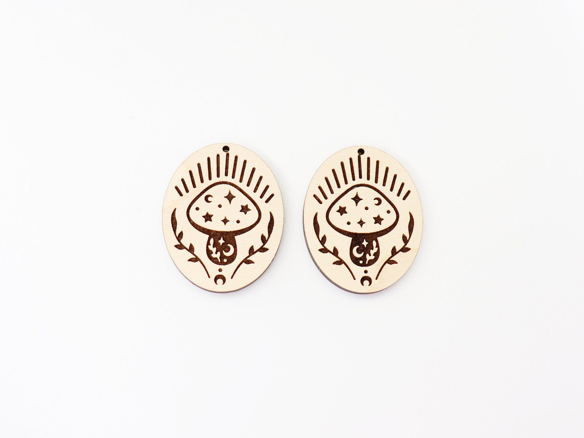 Mushroom earrings, wood earring blanks