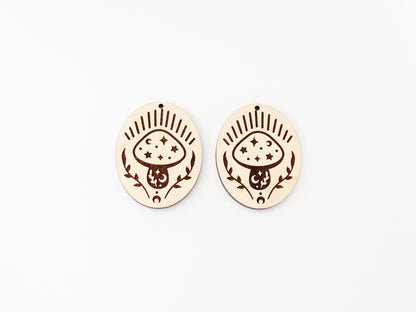 Mushroom earrings, wood earring blanks