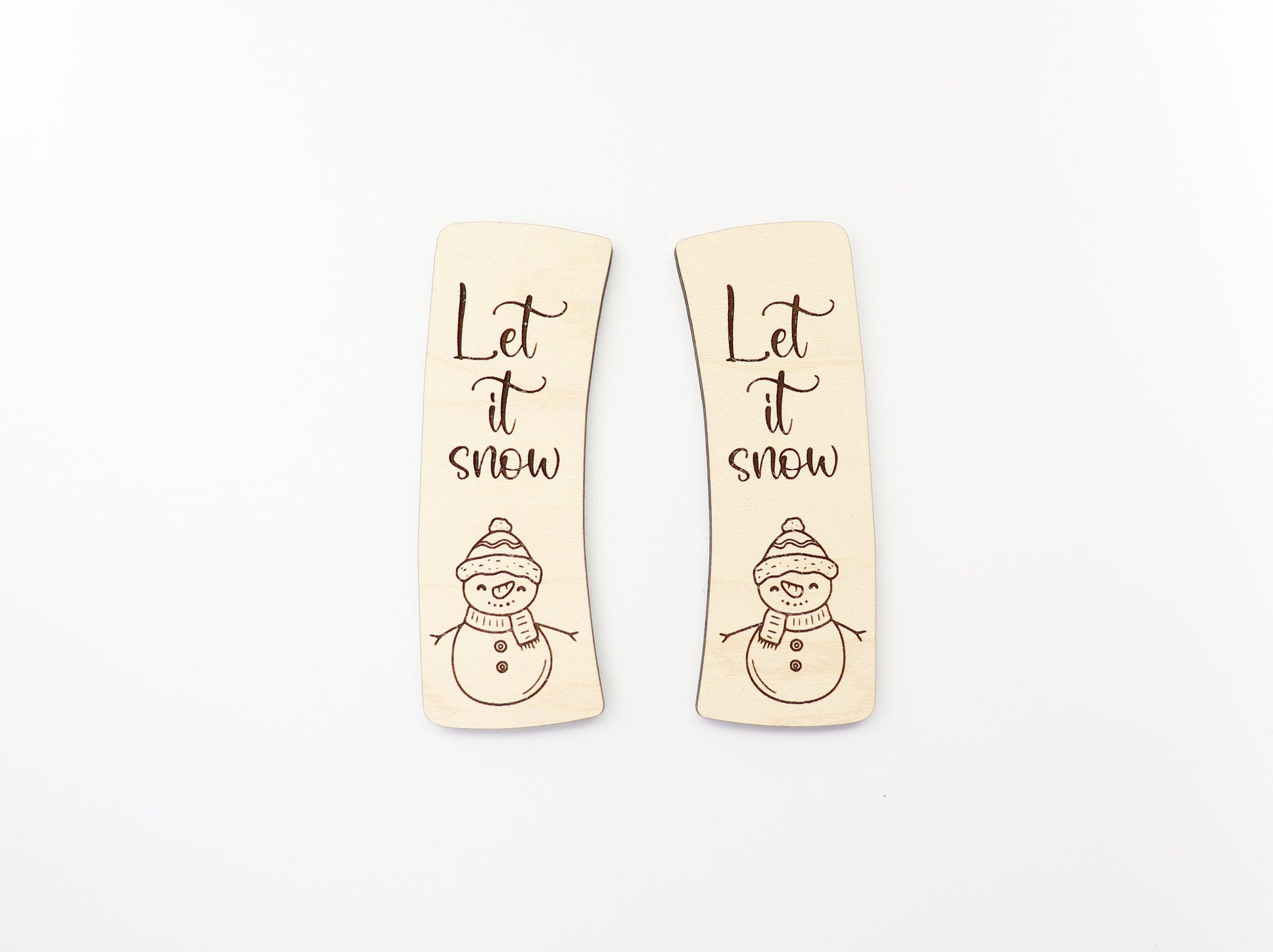 Let it snow hair clip blanks, wood blanks, laser cut blanks