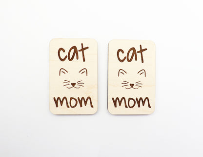 2 Inch cat mom Hair clip blanks, wood blanks, laser cut blanks