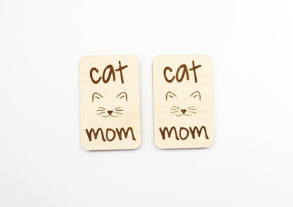 2 Inch cat mom Hair clip blanks, wood blanks, laser cut blanks