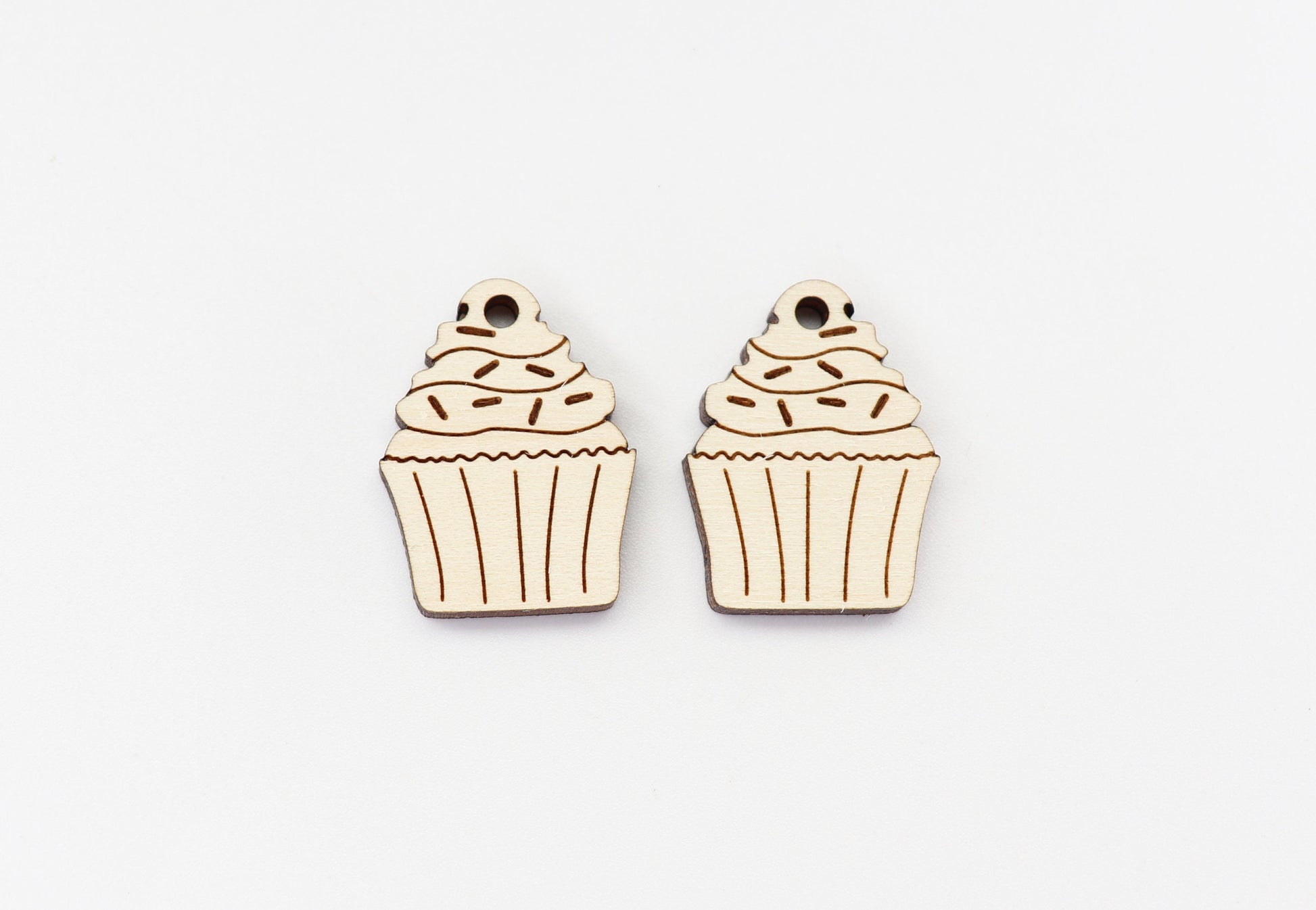 Cupcake earring blanks, wood earring blanks