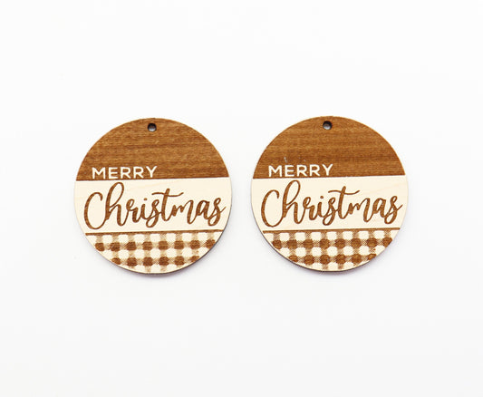 Merry Christmas wood earring blanks