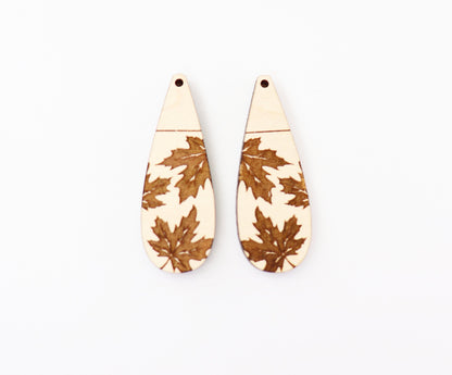 Maple leaf earring blanks, laser cut earring blanks