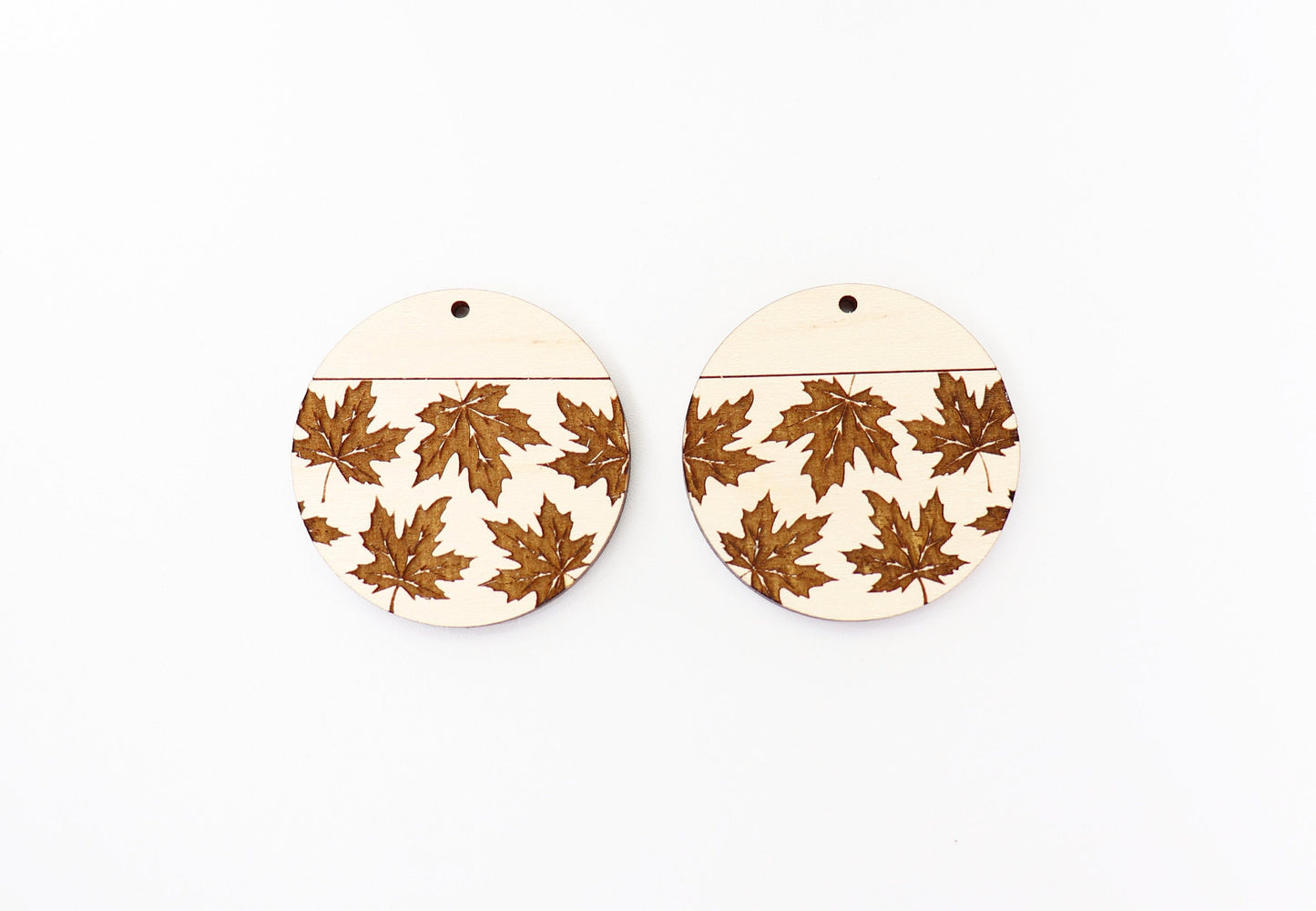 Round Maple leaf earring blanks, wood earring blanks