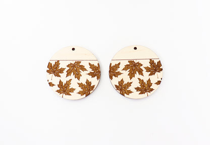 Round Maple leaf earring blanks, wood earring blanks