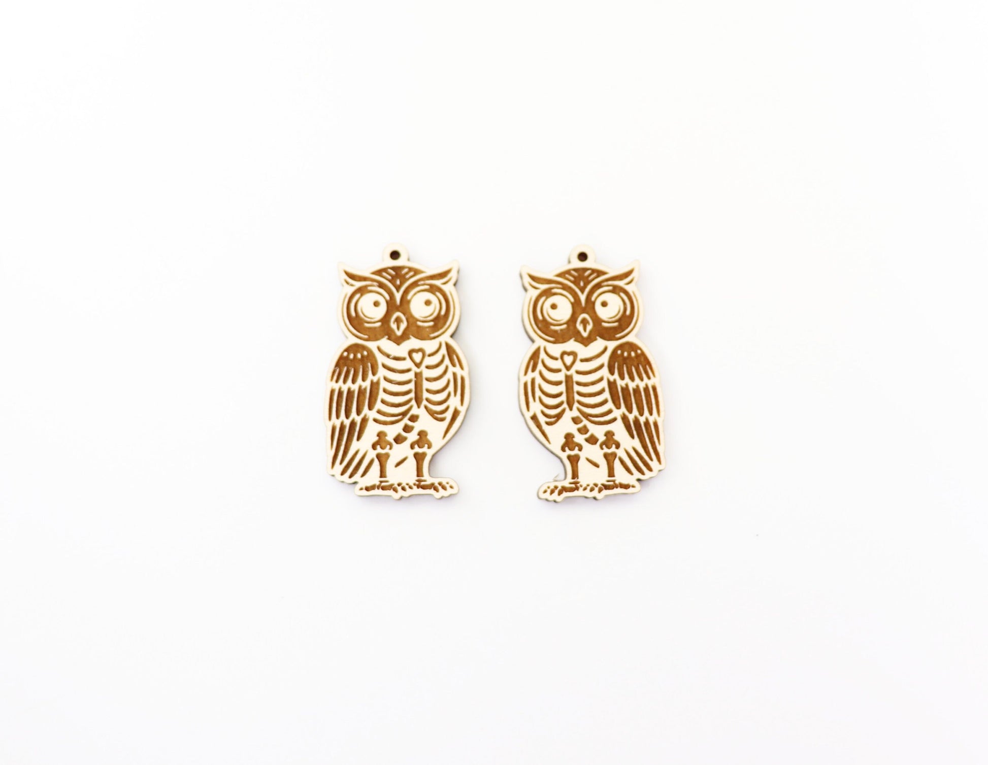 Owl skeleton earring blanks, wood blanks