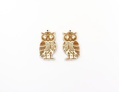 Owl skeleton earring blanks, wood blanks