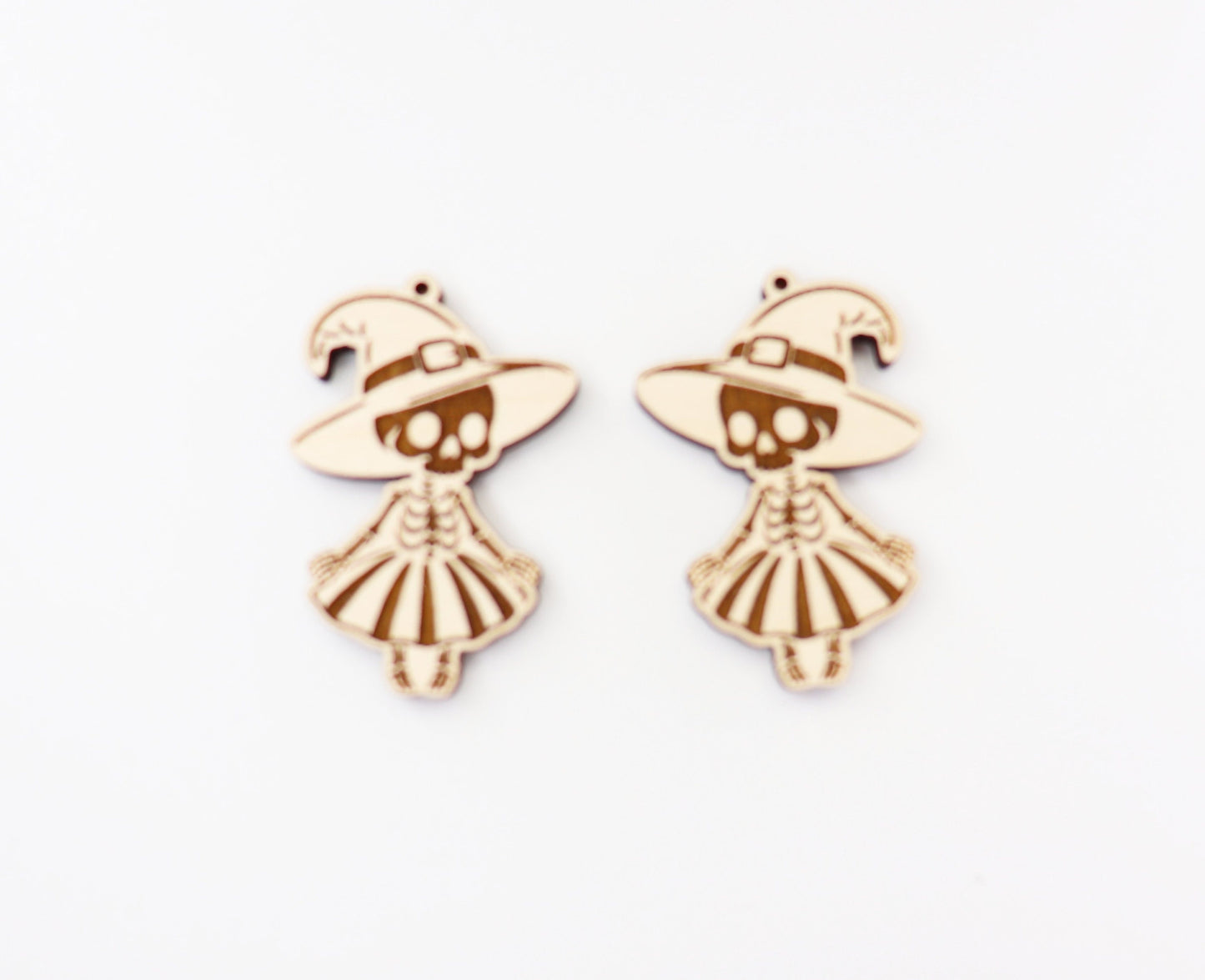 Cute skeleton Witch wood earring blanks, wood blanks