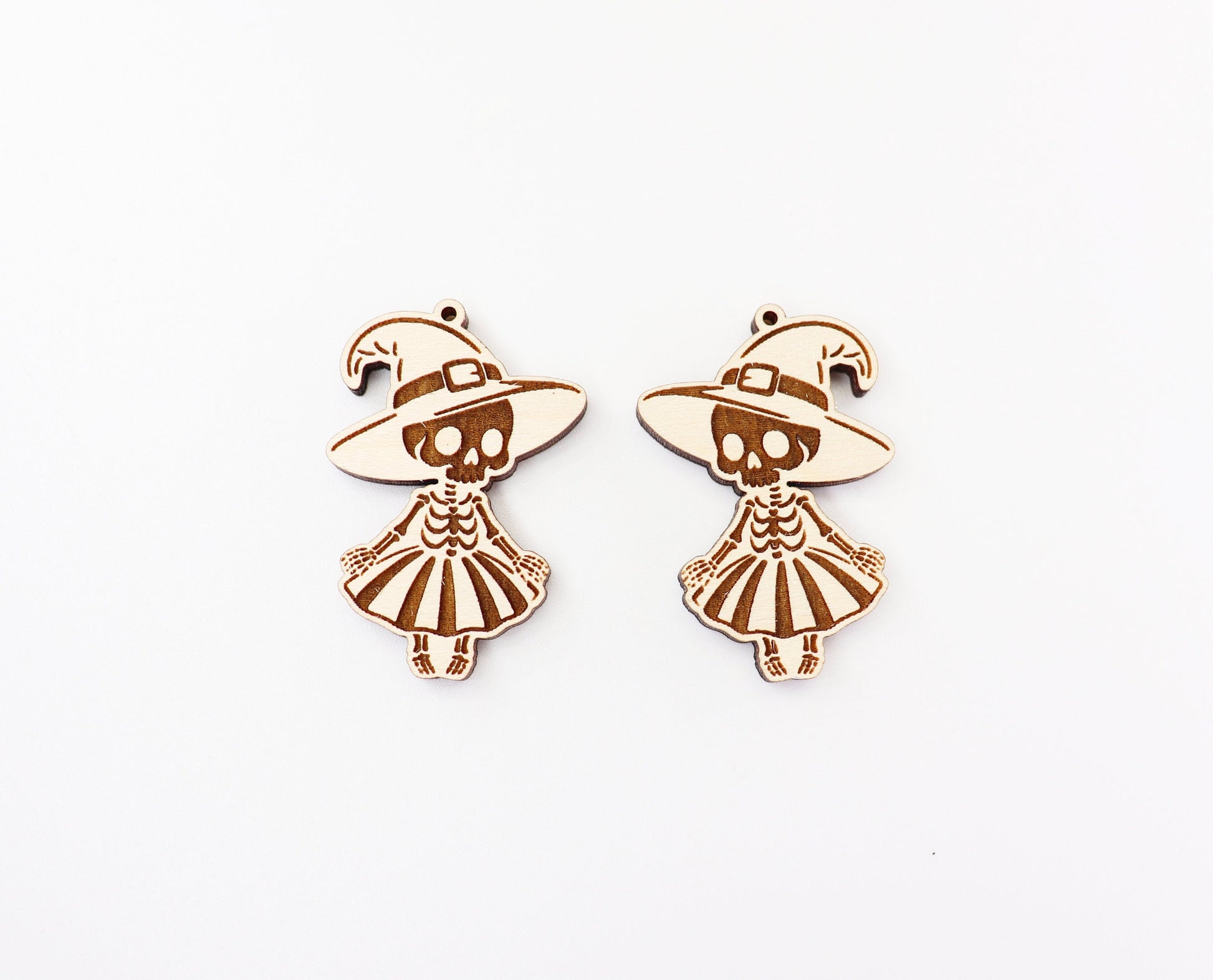 Cute skeleton Witch wood earring blanks, wood blanks