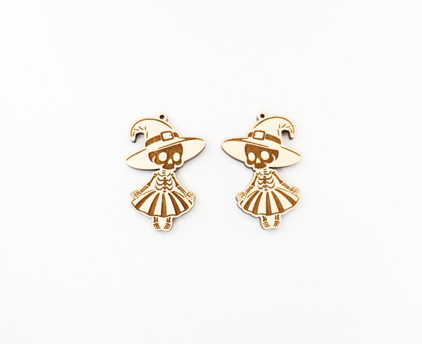 Cute skeleton Witch wood earring blanks, wood blanks