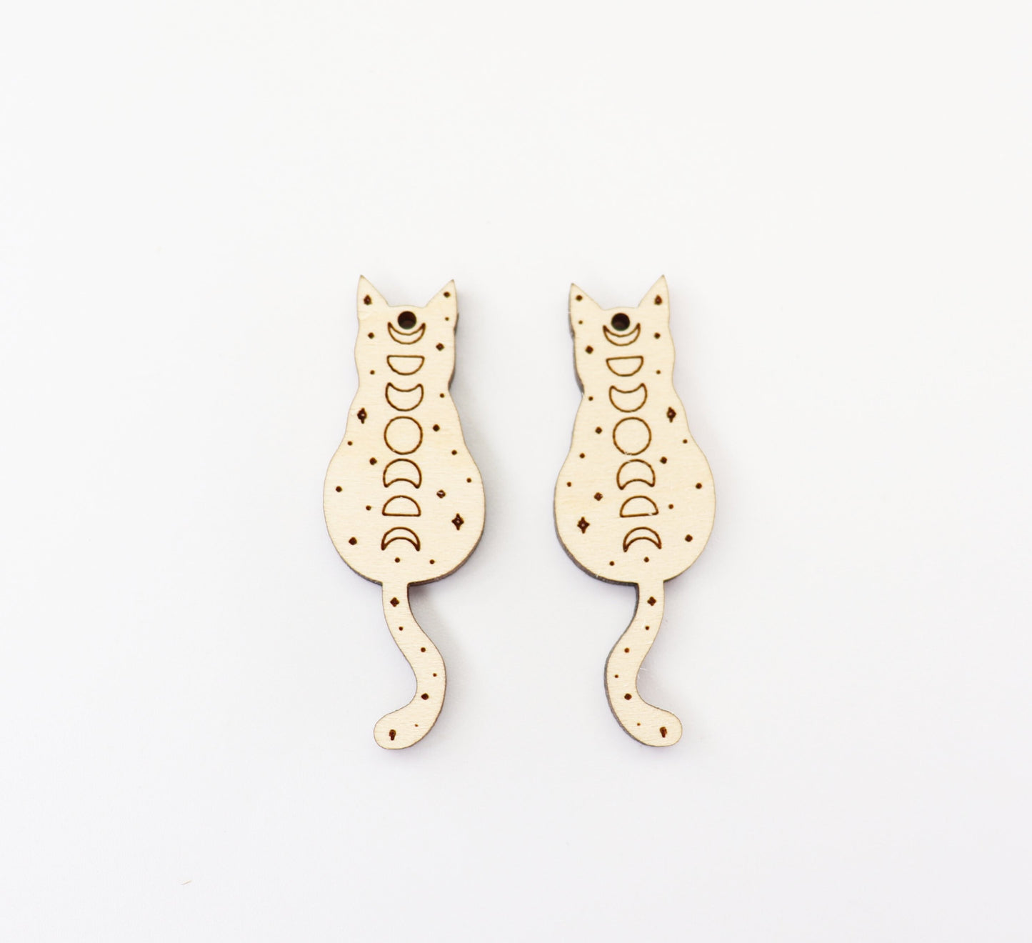 Moon phase Cat earring blanks, wood earring blanks