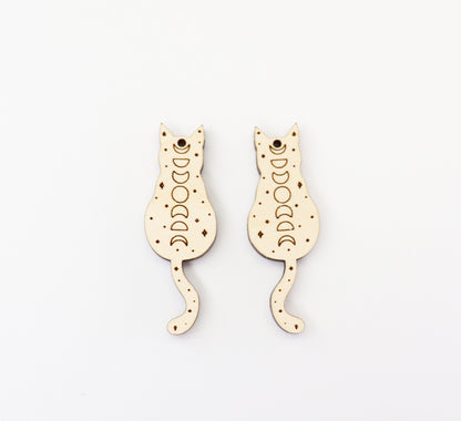 Moon phase Cat earring blanks, wood earring blanks