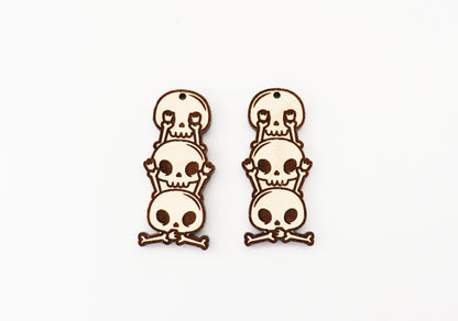 Skull earrings, earring blanks, sold per set