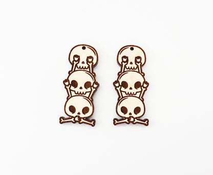 Skull earrings, earring blanks, sold per set