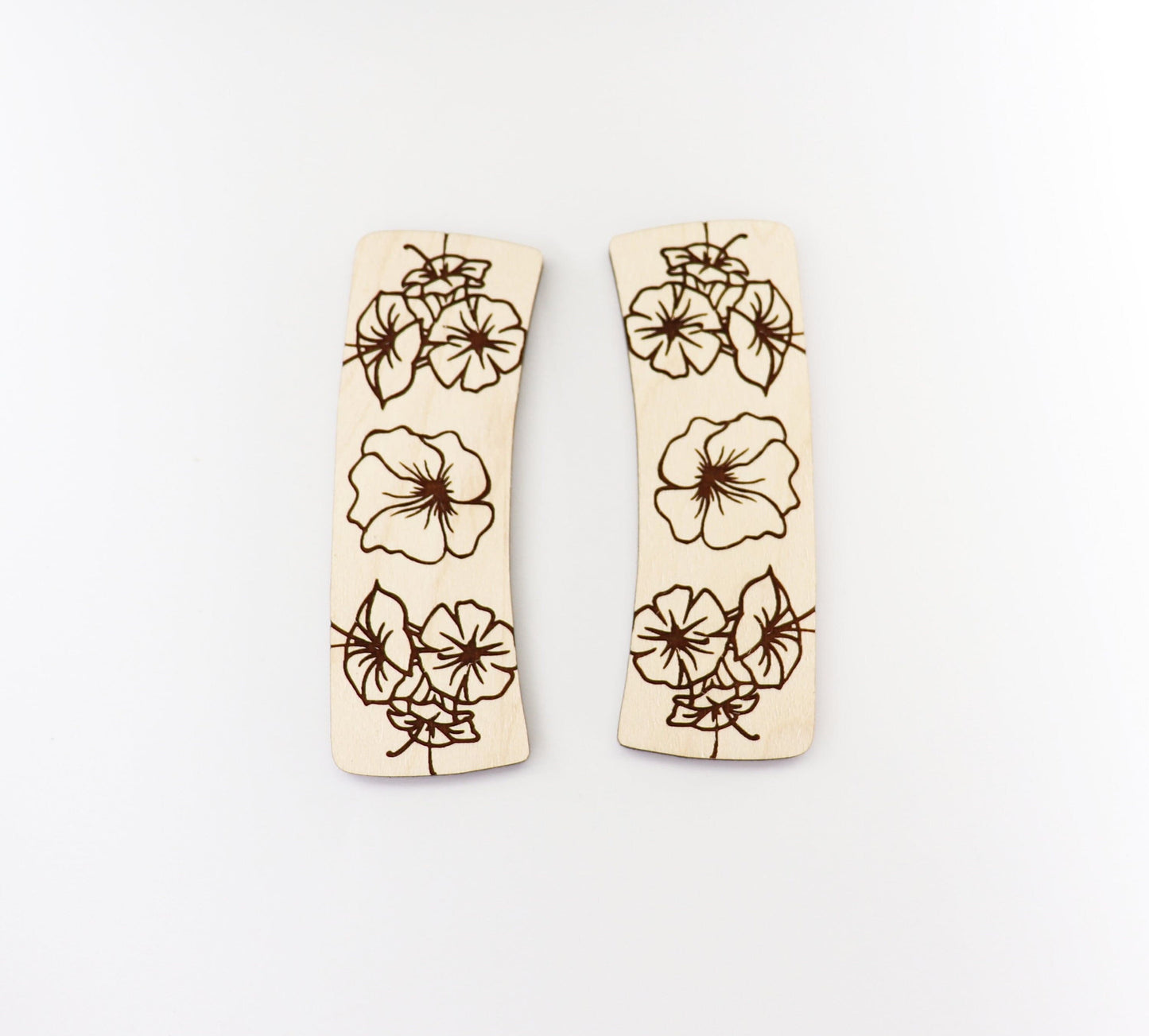 Floral Hair clip blanks, wood blanks, laser cut blanks