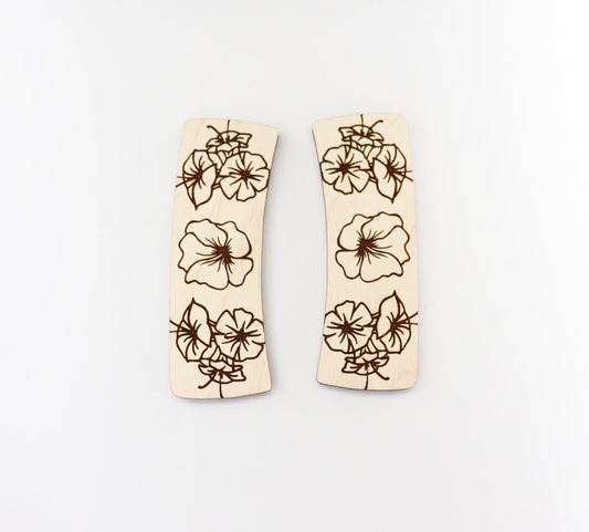 Floral Hair clip blanks, wood blanks, laser cut blanks