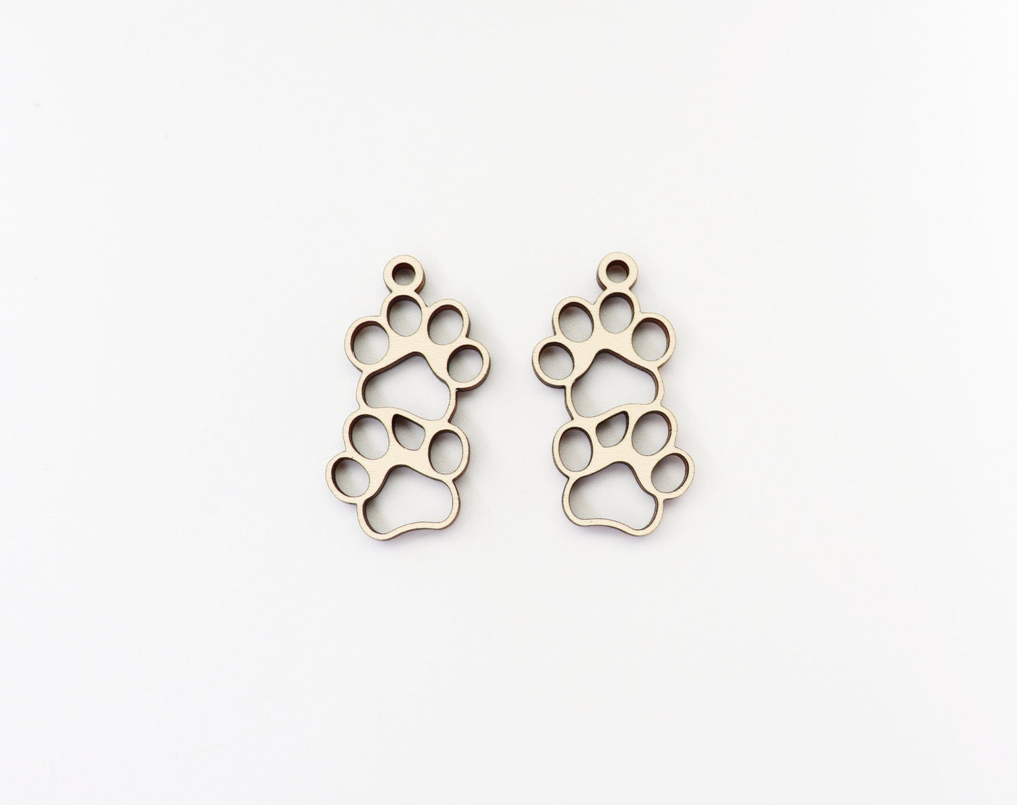 Paw print blanks, earring blanks, wood earrings