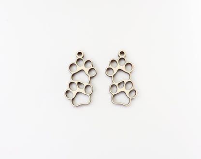 Paw print blanks, earring blanks, wood earrings