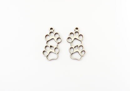 Paw print blanks, earring blanks, wood earrings