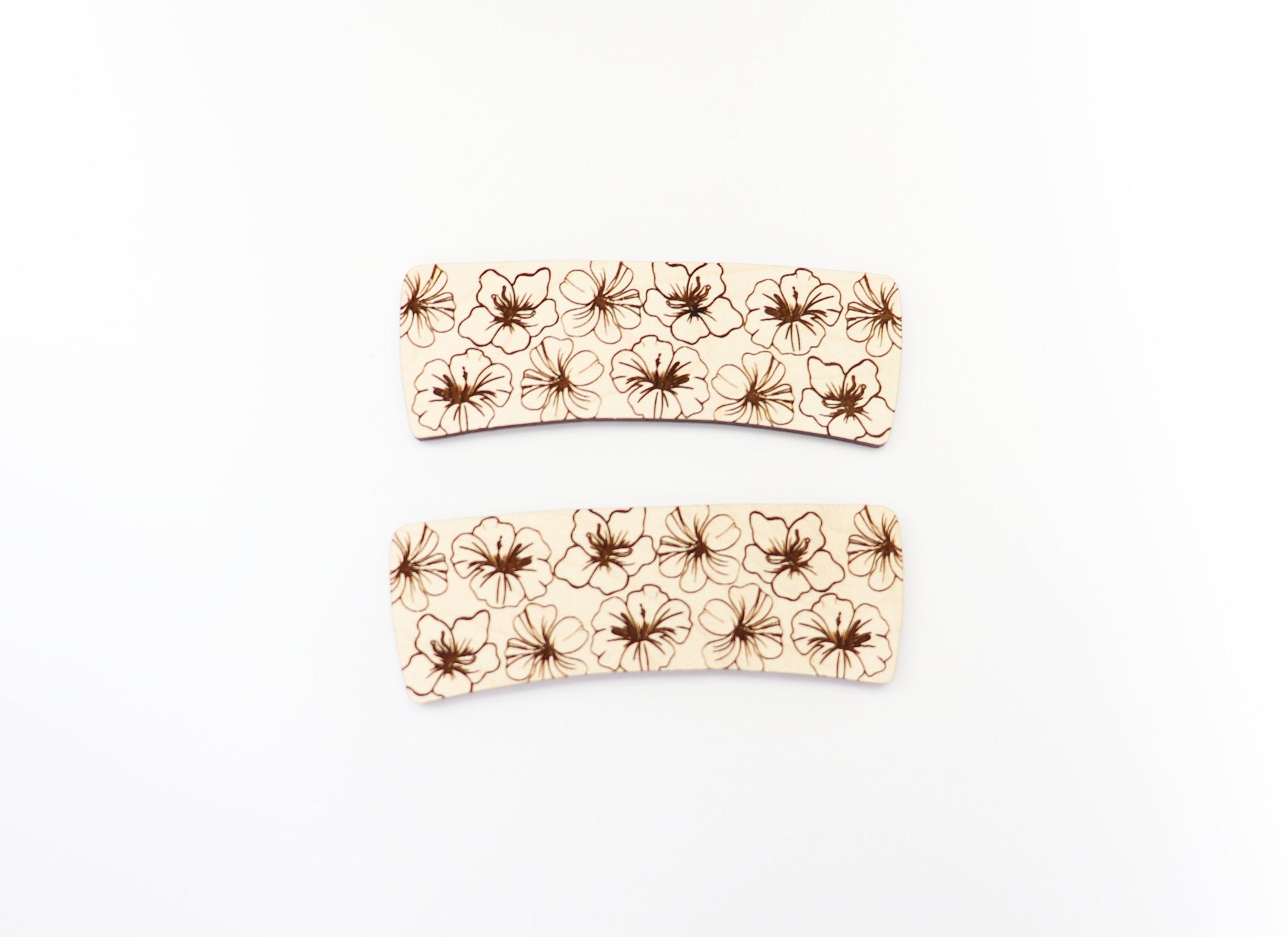 Hibiscus Hair clip blanks, wood blanks, laser cut blanks