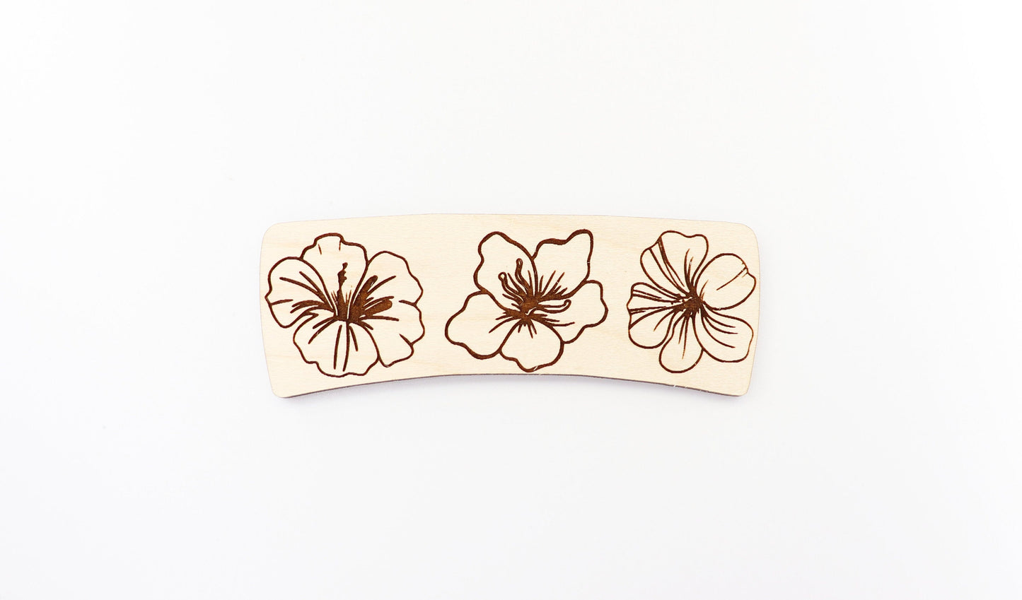 Hibiscus Hair clip blanks, wood blanks, laser cut blanks