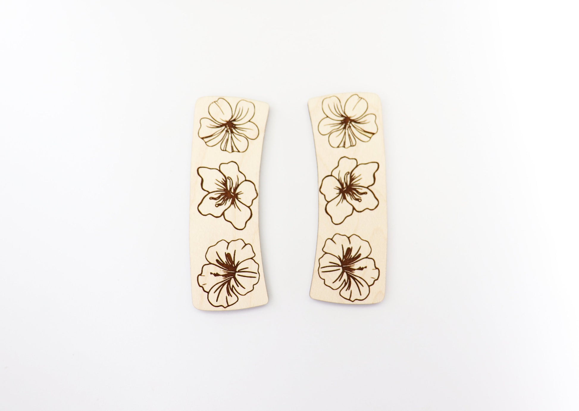 Hibiscus Hair clip blanks, wood blanks, laser cut blanks