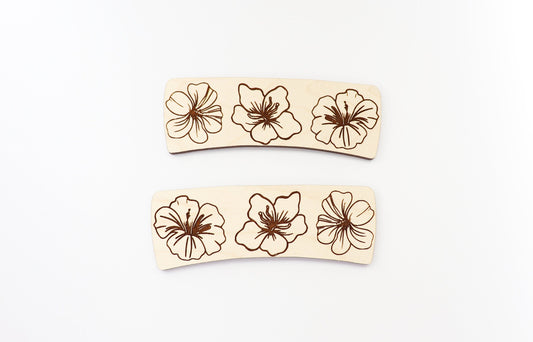 Hibiscus Hair clip blanks, wood blanks, laser cut blanks