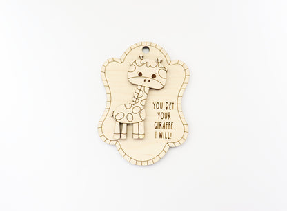 Giraffe Car charm blank, wood blanks