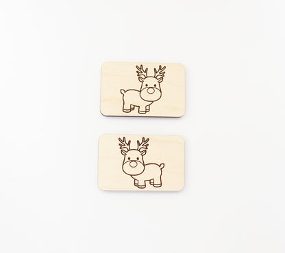 2 Inch Reindeer Hair clip blanks, wood blanks, laser cut blanks