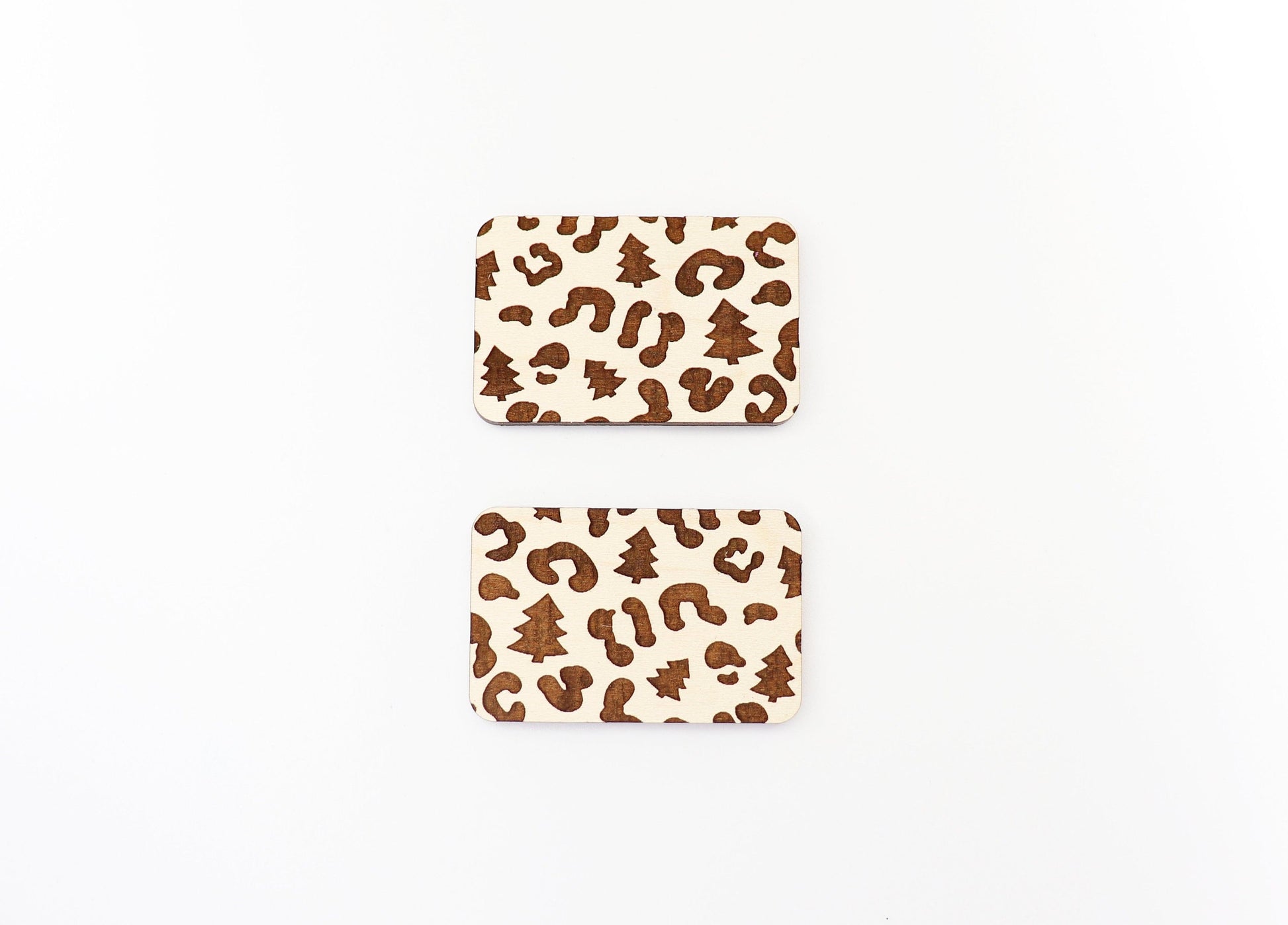 2 Inch Cheetah print tree Hair clip blanks, wood blanks, laser cut blanks