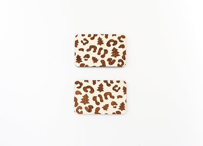 2 Inch Cheetah print tree Hair clip blanks, wood blanks, laser cut blanks