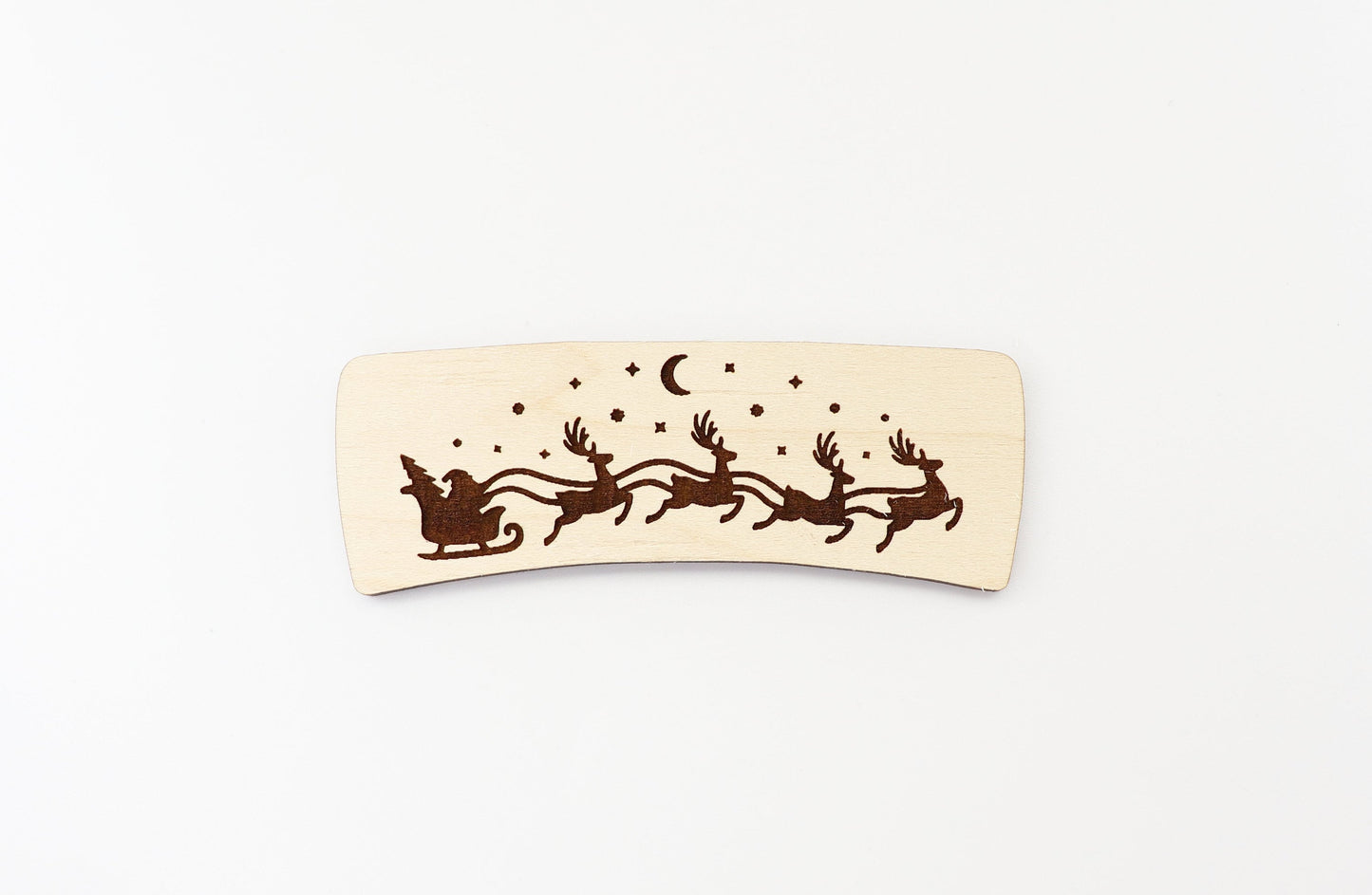 Santa's sleigh Christmas Hair clip blanks, wood blanks